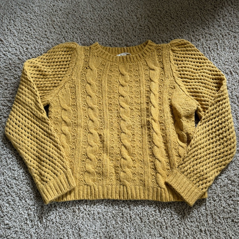 LoveShackFancy Mustard Sweater w/ Metallic Gold Threading